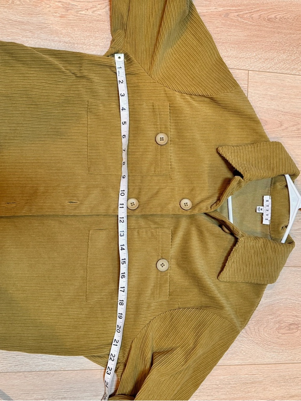 Pea Green Corduroy Button-Up Jacket - Picture 5 of 5